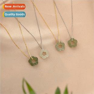 Hotan Jade Plum Blossom Pendant Ladies lver Collarbone Chain