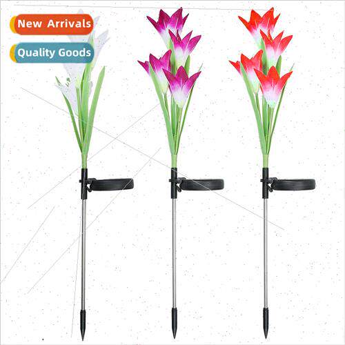 Solar ly Flower ght Colorful Gradient 4LED Ground Lamp Garde