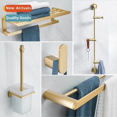 Grid brass solid thickened towel rack bathroom wall mounted