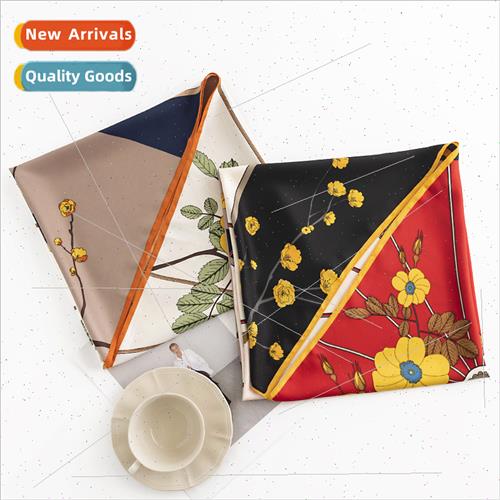 Rustic plum blossom fragrance small square scarf female fres