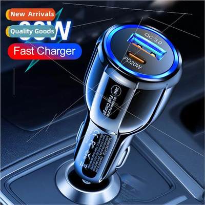 38W dual line QC3.0 car charger dual fast charging wh PD Typ