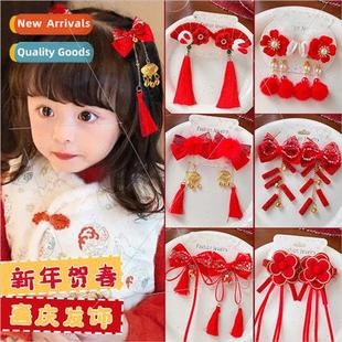 girls New Year Children accessories clips Eve red hair