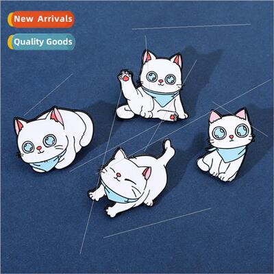 Personalized creative cartoon cat brooch cute kten metal bad