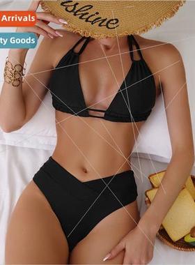 2024 New iEurope Solid Color Tie Backless Sexy Bikini Spl Sw