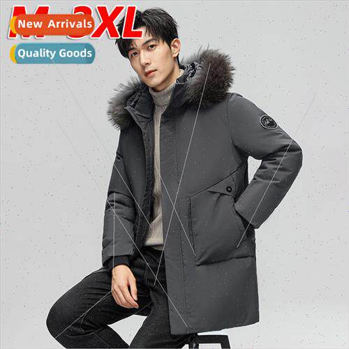 Men down jacket in long winter new thickened windprohooded c