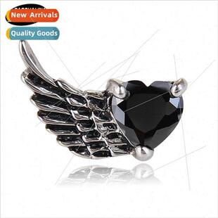 angel Tanium retro earrings Halloween hipster steel wings