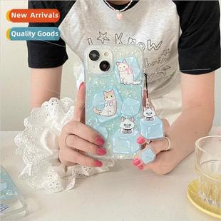 Shell 适用 Apple Cat Cube Pattern Phone Cartoon Ice
