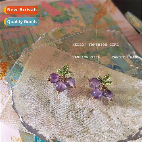 2023 spring new purple grape crystal earrings earrings femal