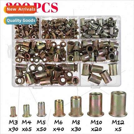 300pcs box flat head pull rivet striped roman knurled spam f