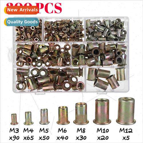 300pcs box flat head pull rivet striped roman knurled spam f