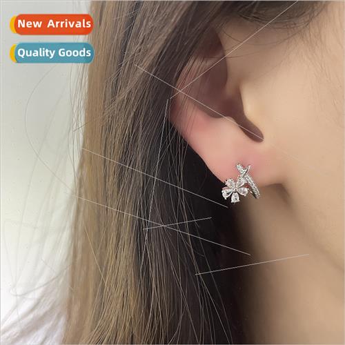 Zirconia Flower Crossover Earrings 2023 New Earrings Five Pe