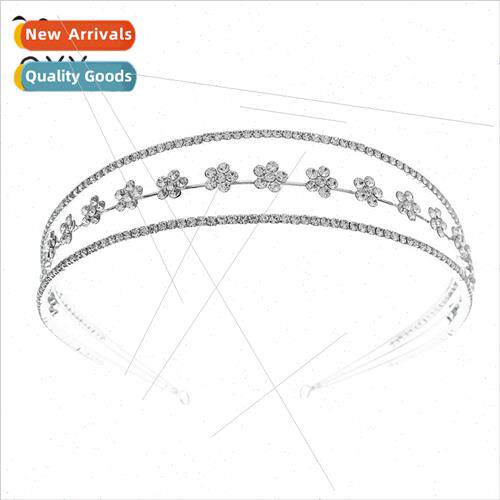 mple full diamonds bridal headdress hollow flowers adult chi