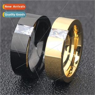 6MM glossy zirconium Europe ring simple Stainless tanium ins
