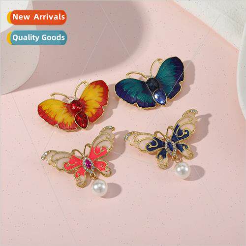 Colorful butterfly metal oil drop brooch accessories high-gr