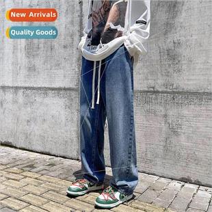 pants men retro wide was American legged summer Jeans spring