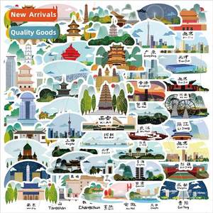 50 pieces of landmarks around the country graffi stickers lu