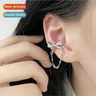 zirconia bow earrings Earrings ear diamond whout holes full