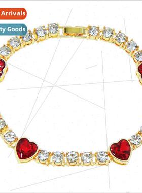 Europe hip-hop single row diamond peach heart men women brac