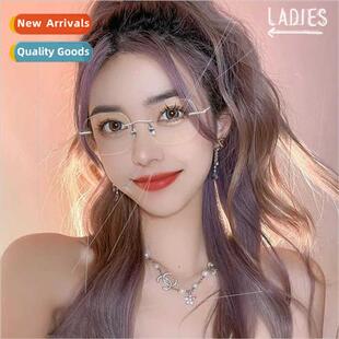 Ultralight pure desire rimless glasses female students plain