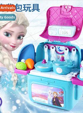 Frozen children kchen toys girls dresser simulation backpack