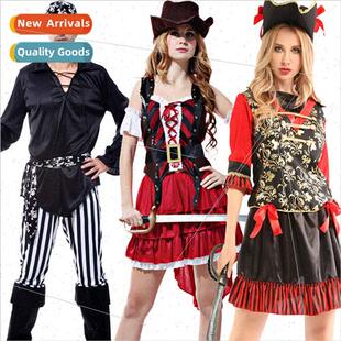 Halloween Masquerade Adult Men Women Permance Clothes Pirate