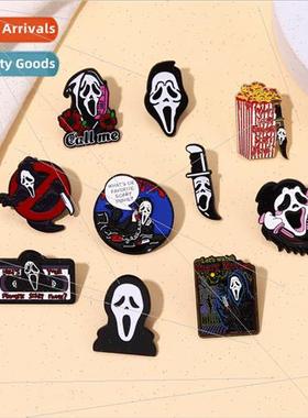 New dark skull series alloy brooch magnet french fries flowe