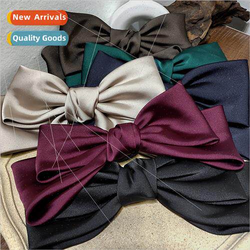 Korean texture satin bow top clip retro super fairy back hea
