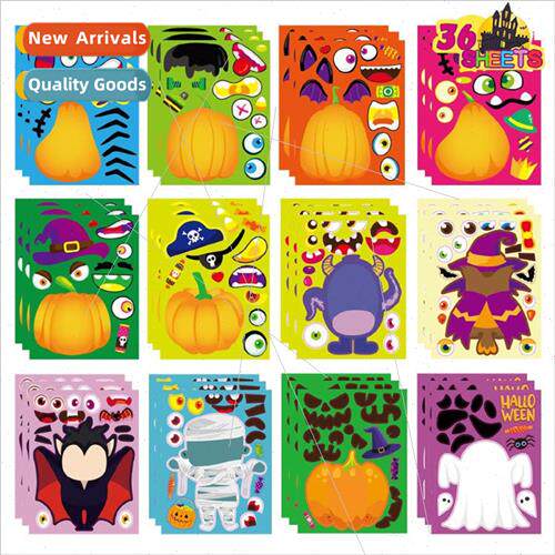 Halloween Character Pumpkin Puzzle Stickers Pumpkin Emoji St