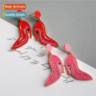 high heels alloy Europe beads earrings rice women