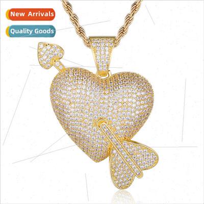 Hip Hop Diamond Heart Pendant Necklace Arrow Eco-friendly Pl