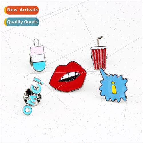 Candy Drip Oil Corsage OMG Letter Alloy Brooch Flaming Red p
