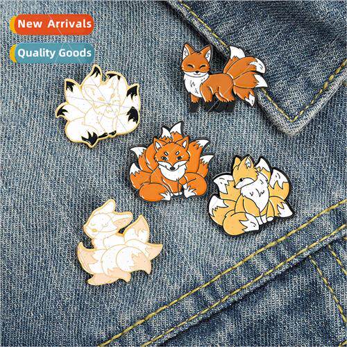 New exquise cute cartoon nine-tailed fox rabb alloy brooch t