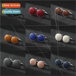 Cheap Walking volume cufflinks shirt leather round casual cu