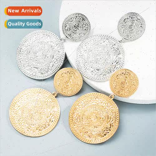 Fashion new multi-layer round alloy carved flowers geometric