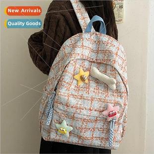 plaid schoolbag campus Japan bag lerary shoulder female ins