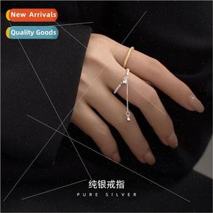 niche full simple silver ind adjustable Korea ring S925 star