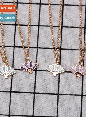 ins fan color blocking pendant collarbone chain female Korea