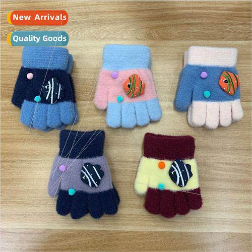 New 1-3 years old full-finger children gloves ltle fish padd