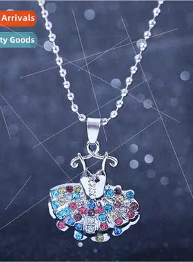 ins diamonds colorful dress embroidered shoes necklace child