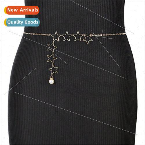 zq4149waist chain ladies waist chain pentagram pearl chain c