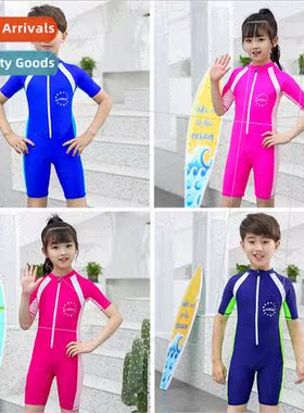 2021 new middle and large childrens swimsu childrens solid c