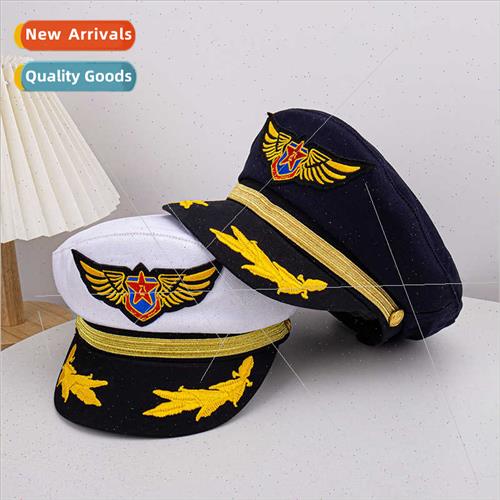 New gold silk embroidery flat top permance hat female fashio