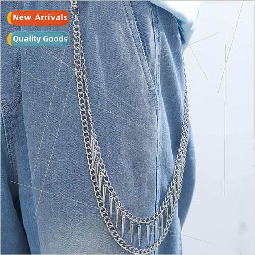 Men Halloween Double lver Metallic Rivet Chain Pants Chain J