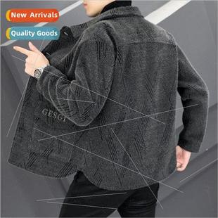 tweed coat windbreaker mink cott short velvet Men Korean