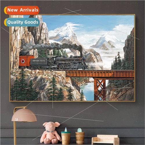 Cross Stch 2023 New Train on Cliff Handmade diy Embroidery E