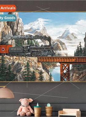 Cross Stch 2023 New Train on Cliff Handmade diy Embroidery E