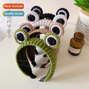 female wool big slip face wash band hair eyes frog Cartoon