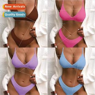 new special swimsu Europe mul color bikini solid 2022 fabric