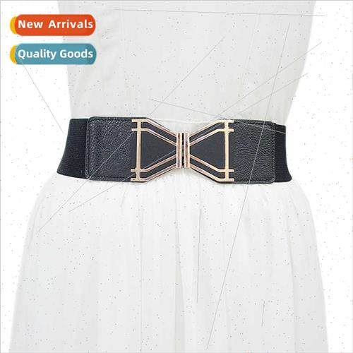 Women Belt Casual Stch Elastic Corset Gold Butterfly Buckle