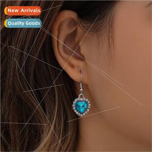 Classic Love Titanic Colorful Peach Heart Ocean Crystal Earr
